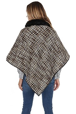 Stylish Fur Collar Poncho FM-AO6081