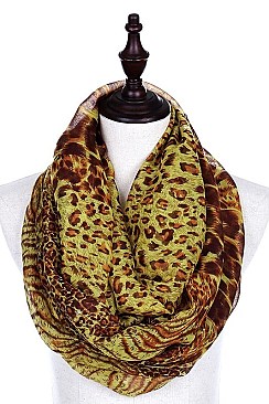 Pack of (12 Pieces) Assorted Color Trendy Animal Print Infinity Scarves FM-FTZISF256