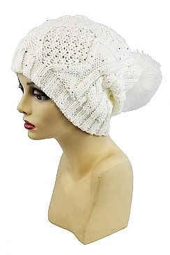Fashionable Sequin Accent Pom Pom Beanie FM-AT217