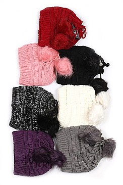 Pack of 12 (pieces) Assorted Pom Pom Messy Bun Ponytail Beanie FM-HT786