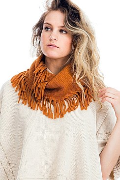 Pack of 12 Pcs Assorted Color Fringe Infinity Scarves