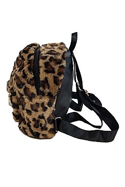 Soft Fur Leopard Backpack