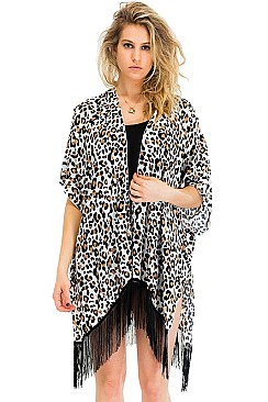 Snug Animal Print Tassel Kimono FM-KSF219