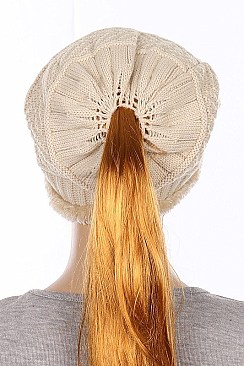 Pack of 12 (pieces) Assorted Messy Bun Ponytail Beanie FM-HNHT1068