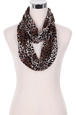 Pack of 12 Leopard Print Infinity Scarf
