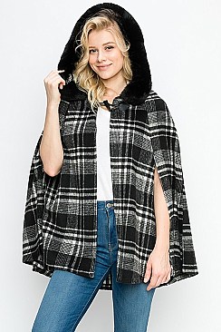 Posh Plaid Pattern Poncho