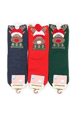 Pack of (12 Pieces) Assorted  Christmas Theme Socks FM-CSK6963