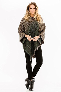 PLAID PATTERN PONCHO