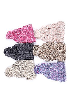 Pack of 12 Fashion Pom Pom Crochet Beanies
