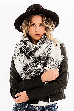 Pack of 12 Plaid Oversized Square Blanket Scarves