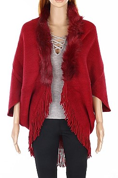 Elegant Faux Fur Collar Fringe Vest FM-AV258