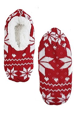 Pack of (12 Pieces) Assorted Holiday Print Slipper Shoes FM-SO397