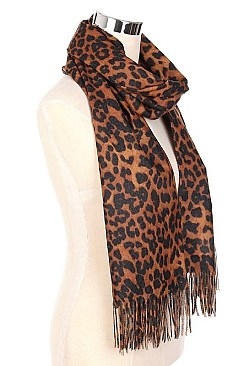 FRINGED LEOPARD PRINT PASHMINA SCARF