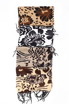Pack of 12 Flower Leopard Scarves