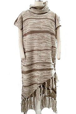 Elegant Hooded Fringe Poncho FM-AV185