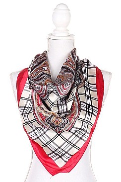 Pack of 12 (pieces) Assorted Silk Feel Square Satin Scarves FMSFS152