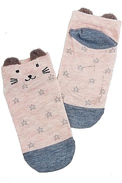 Pack of (12 Pieces) Trendy Cat Theme Socks FM-CSK6996