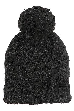 FUR LINED POM CROCHET BEANIES