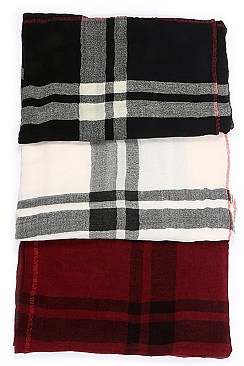 Pack of 12 pieces Elegant Multi Tone Plaid Scarves FM-AS206