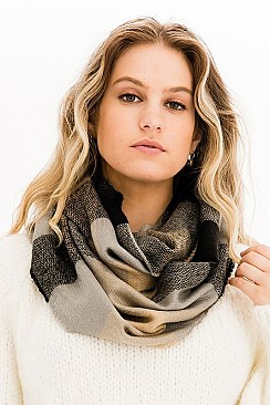 Pack of 12 Pcs Assorted Color Plaid Pattern Infinity Scarves