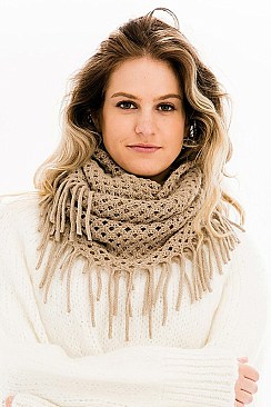 Pack of 12 Pcs Assorted Color Fringe Infinity Scarves