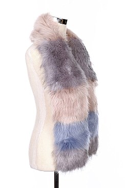 Fashionable Multi Tone Soft Fur Fuzzy Scarf