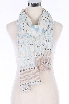Pack of 12 (pieces) Assorted Geometric Print Scarves FM-AS192