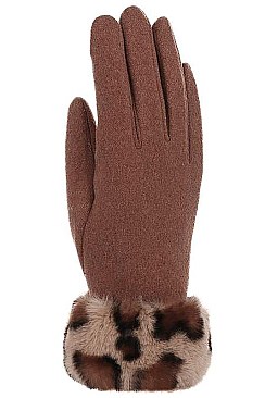 Pack of 12 Leopard Fur Accent Gloves