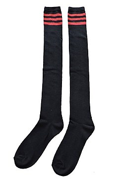Pack of (12 Pieces)  Trendy Over the Knee High Socks FM-MD09