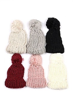 Colorful Knitted Pompom Beanies