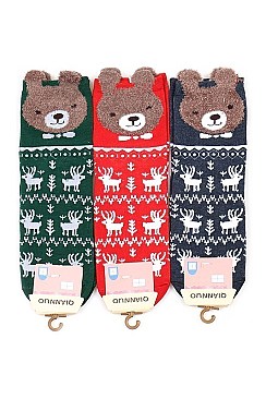 Pack of (12 Pieces) Assorted Christmas Theme Socks FM-CSK6962
