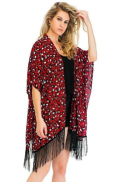 Snug Animal Print Tassel Kimono FM-KSF219