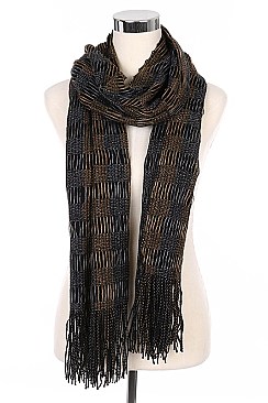 Pack of (12 Pieces ) Assorted Color Stylish Fringe Scarves FM-KCF002