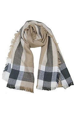 Pack of 12 pieces Elegant Plaid Woven Scarves FM-SP4492