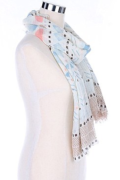 Pack of 12 (pieces) Assorted Geometric Print Scarves FM-AS192