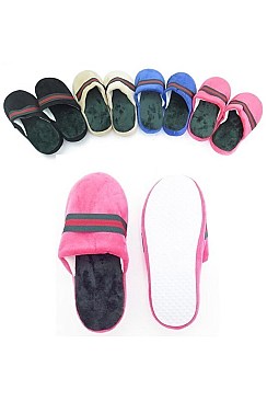 Pack of 12 Trendy Stripe Indoor Slippers Assorted Color