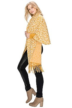 LEOPARD PRINT TASSEL PONCHO