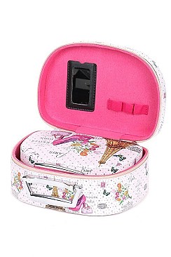 SET OF 3 COSMETIC CASES / Eiffel Tower Print Makeup Box FM-CO114