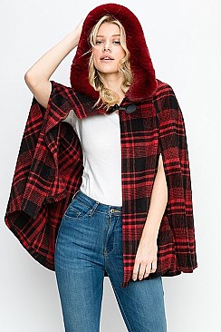 Posh Plaid Pattern Poncho