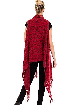 Pack of 6 pieces Fringe Knitted Longline Vest FM-WSF197