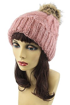 Pack of 6 (pieces) Assorted Soft Fur Pompom Mohair Beanie FM-AT225