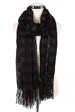 Pack of (12 Pieces ) Assorted Color Stylish Fringe Scarves FM-KCF002