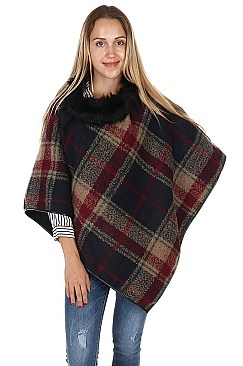 Fashionable Multi Tone Plaid Poncho FM-AO6082