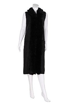 Elegant Soft Fur Collar Longline Vest