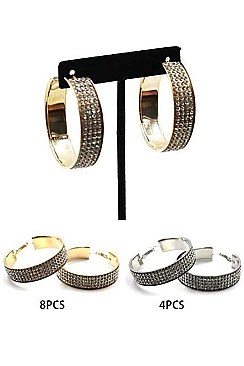 A DOZEN RHINESTONE HOOP EARRING