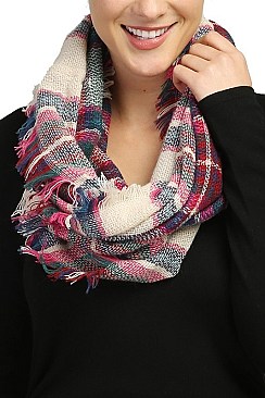 Pack of 12 Fashion Plaid Pattern Infinity Scarves