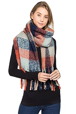 Pack of 12 (pieces) Assorted Plaid Pattern Scarves FM-AS214NP