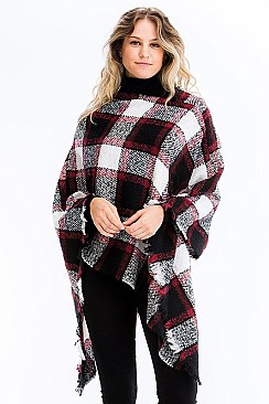 Trendy Plaid Pattern Poncho