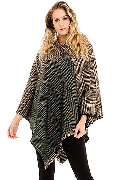 PLAID PATTERN PONCHO
