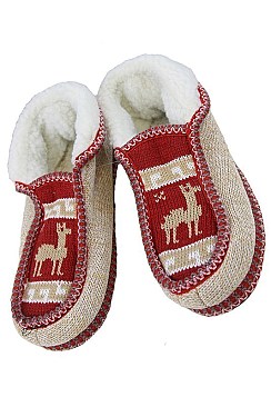 Pack of (12pcs) Assorted Shearing Reindeer Inspired Indoor Shoe FM-SL0165